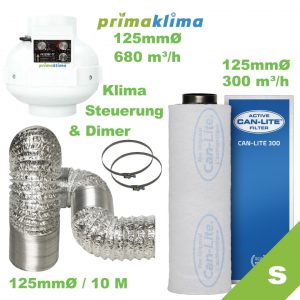Abluft Set Prima Klima PK125EC-TC / Can-Lite Aktivkohlefilter 300 m³/h