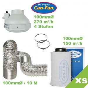 Abluft Set CAN-FAN RK 100LS, 4 speed / Can-Lite Aktivkohlefilter 150 m³/h