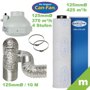 Abluft Set CAN-FAN RK 125LS, 4 speed / Can-Lite Aktivkohlefilter 425 m³/h
