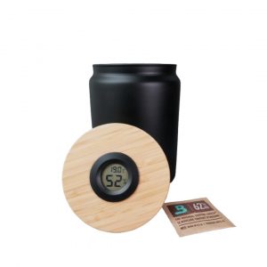 Thermo-Hygrometer Glas - Schwarz inkl. Luftfeuchtigkeits Pack